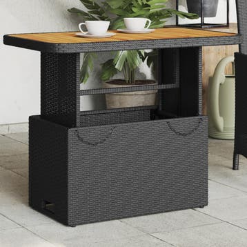 vidaXL Tuintafel 90x55x71 cm poly rattan en massief, Tuin en Terras, Tuintafels, Verzenden, Nieuw