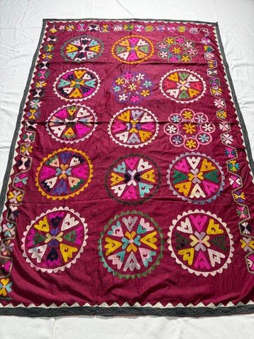 Tapis Suzani - Broderie - 170 cm - 120 cm - fin du XXe