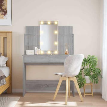 vidaXL Kaptafel met LED-verlichting 96x40x142 cm grijs, Verzenden