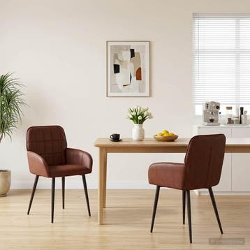 vidaXL Eetstoelen 2 pcs Kunstleer Glanzend Bruin 56,5 x 50 x, Verzenden, Nieuw