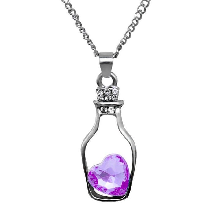 Fako Bijoux - Ketting - Fles Met Hart - Paars, Bijoux, Sacs & Beauté, Colliers, Envoi