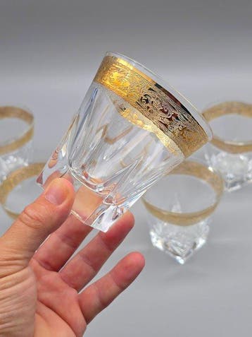 C.R.E. Art Italia - Drinkservies (6) - 24 kt goud - Cognac-