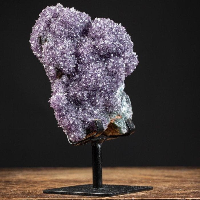 Grijze amethist drusy - Zeer bijzonder mineraal - Miniere di, Antiek en Kunst, Curiosa en Brocante