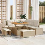 vidaXL Tuinbank Set met kussen met opslag 8 pcs Beige Poly, Verzenden
