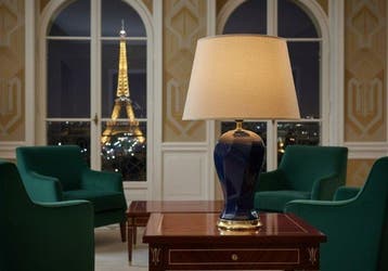 Lamp - Chic en Elegant - Kobaltblauw - Keramiek, Messing