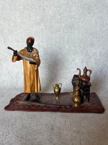 Beeld, Jager met zwaard - 14.5 cm - Brons