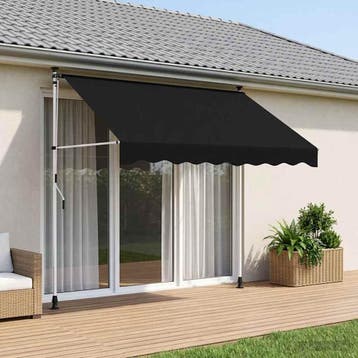 vidaXL Handmatig uitschuifbare luifel Zwart 250 cm, Verzenden