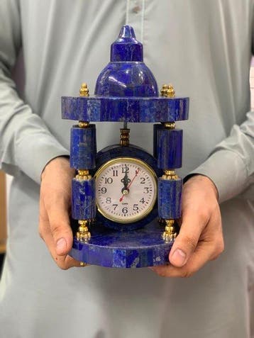 lapis-lazuli Horloge de table mosaïque incrustée - Hauteur :, Collections