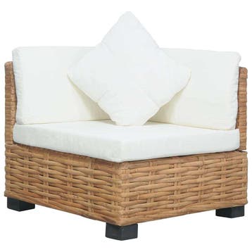 vidaXL Hoekbank met kussens natuurlijk rattan, Verzenden, Nieuw