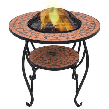 vidaXL Vuurtafel mozaïek 68 cm keramiek terracottakleurig, Verzenden