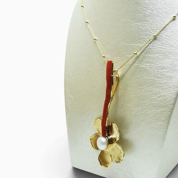 Koraal - Zilver - Ketting met hanger - met de hand
