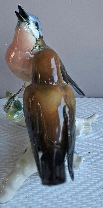 Karl Ens - Statuette, Vogels op tak - 13 cm - Porcelaine -, Antiquités & Art