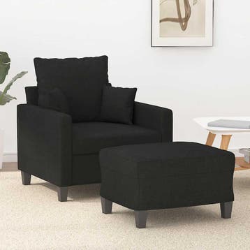 vidaXL Fauteuil met voetenbank / zetel 60 cm stof zwart, Verzenden