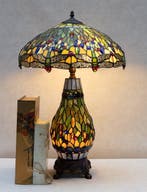 Lampe - Style Tiffany - libellule - Laiton, Verre, Antiquités & Art