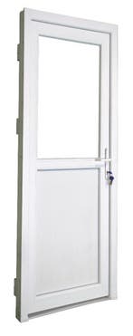 PVC Deur 1/2  glas Premium b98xh215 cm wit L, 80 tot 100 cm, 215 cm of meer, Nieuw, Ophalen of Verzenden