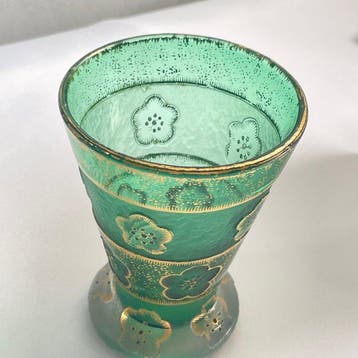 Daum Frères - Vaas - Glas - Groene geëmailleerde vaas