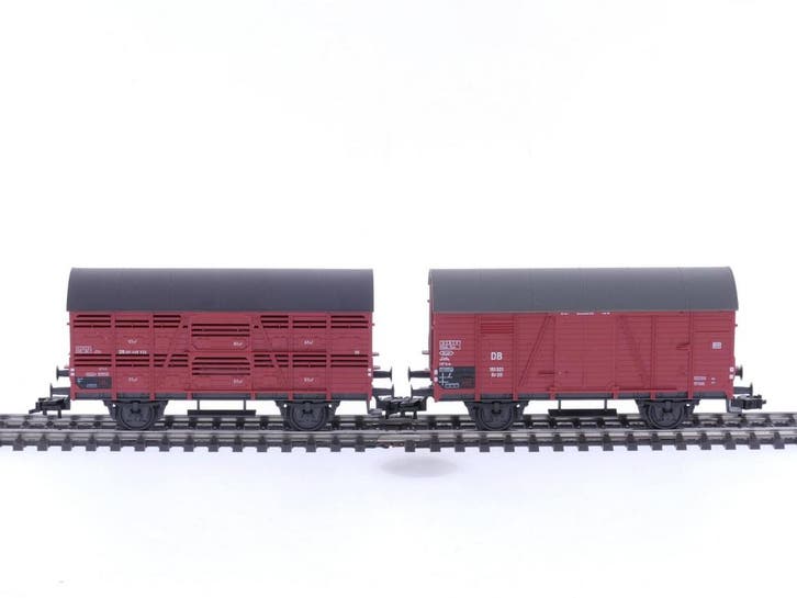 Schaal H0 Fleischmann 5020 & 5029 set van 2 goederenwagen..., Hobby en Vrije tijd, Modeltreinen | H0, Gelijkstroom, Analoog, Zo goed als nieuw