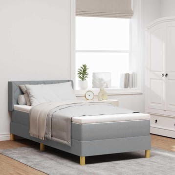 vidaXL Boxspring bed met hoofdeinde Lichtgrijs 200 x 90 cm, Verzenden