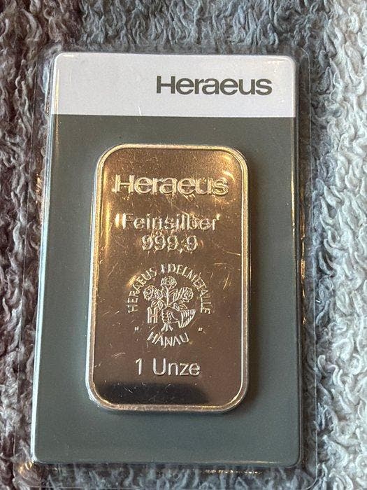 1 Troy Ounce - Zilver - Heraeus, Germany (Zonder, Postzegels en Munten, Edelmetalen en Baren