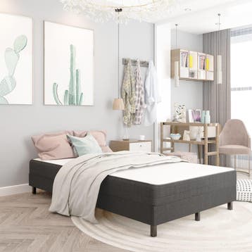 vidaXL Boxspring stof donkergrijs 120x200 cm, Verzenden, Nieuw
