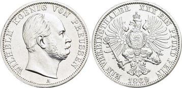 Vereinstaler, daalder 1869 A Brandenburg-Preussen Pruisen..., Postzegels en Munten, Verzenden, België