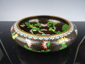 Schaal - Brons, Cloisonné emaille, Antiek en Kunst
