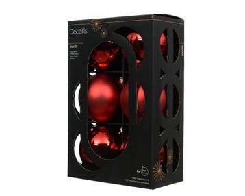 Kerstballen Glas Kerstrood 8 cm Set van 6