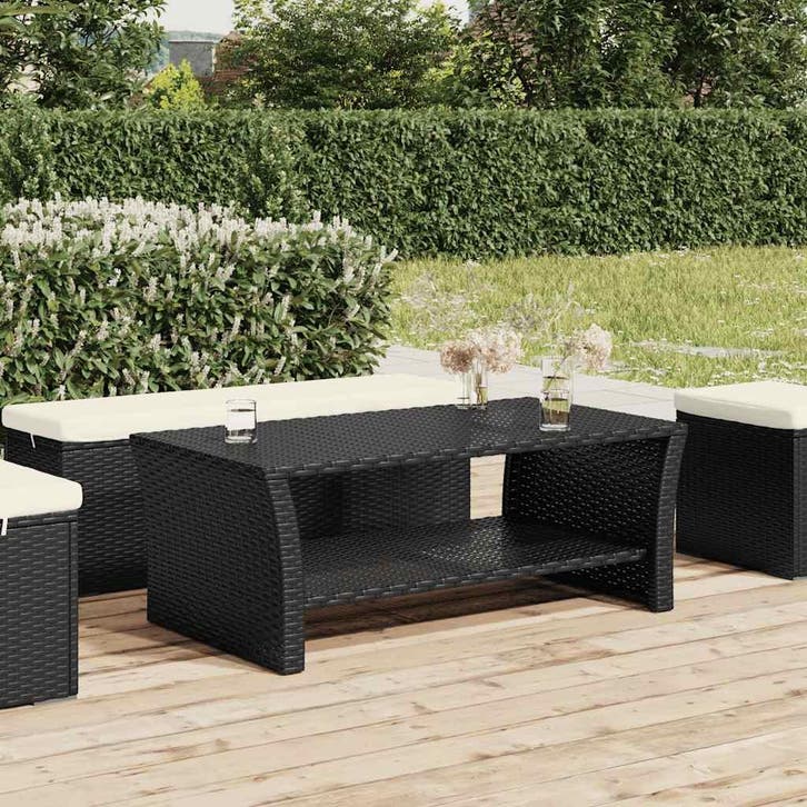 vidaXL Salontafel 100x50x40 cm poly rattan zwart, Huis en Inrichting, Tafels | Salontafels, Nieuw, Verzenden