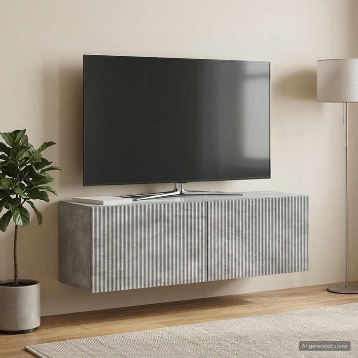 vidaXL Wandmontage TV-kast Betongrijs 98 x 31 x 30 cm, Maison & Meubles, Armoires | Mobilier de télévision, Envoi