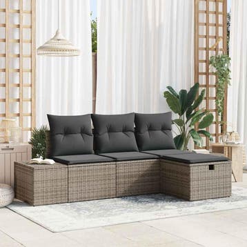 vidaXL Bankstel 4 st poly rattan, Verzenden