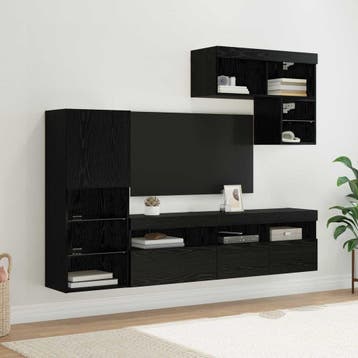 vidaXL TV Wandmeubels 6 st Zwart Eiken Bewerkt hout, Verzenden