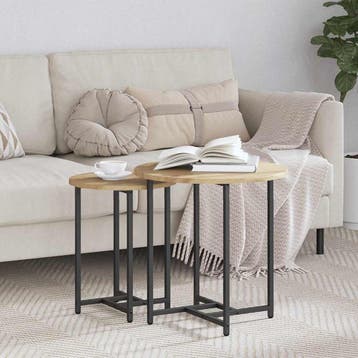 vidaXL Bijzettafelset 2 st Artisan Eik en Zwart 50 x 50 x 50, Verzenden, Nieuw