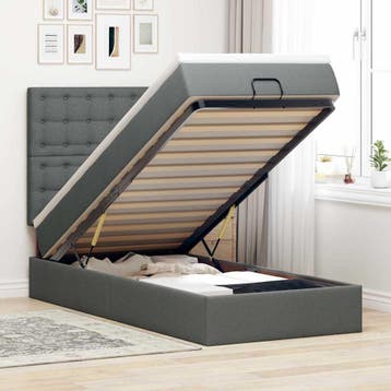 vidaXL Bed poef met matras en LEDs stof 80x200 cm, Verzenden, Nieuw