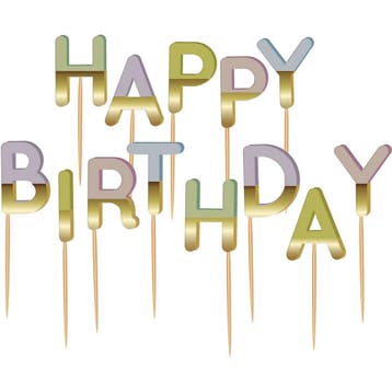 Gekleurde Happy Birthday Kaarsen Pastel, Verzenden