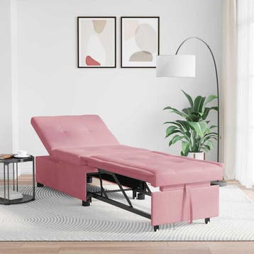 vidaXL Slaapbank / zetel Roze 194 x 67 x 82 cm Fluweel, Huis en Inrichting, Zetels | Zetels, Verzenden, Nieuw