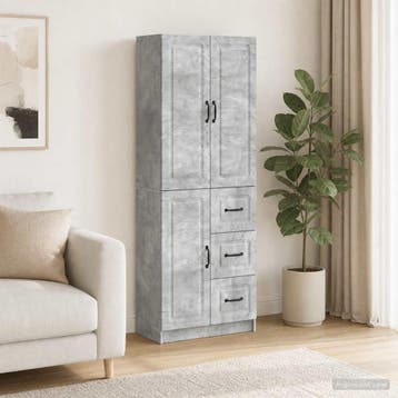 vidaXL Kast Set 2 st Betongrijs Bewerkt hout, Huis en Inrichting, Kasten | Dressoirs, Verzenden, Nieuw