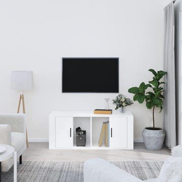 vidaXL Tv-meubel 100x35x40 cm bewerkt hout hoogglans wit, Verzenden, Nieuw