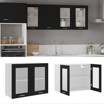 vidaXL Bovenkast Lyon 80x31x60 cm bewerkt hout zwart, Verzenden, Nieuw