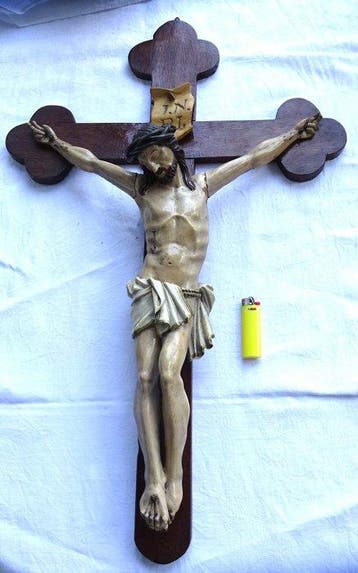 Crucifix - Eik - 1850-1900 - Jezus am Dreipasskreuz - XL -80