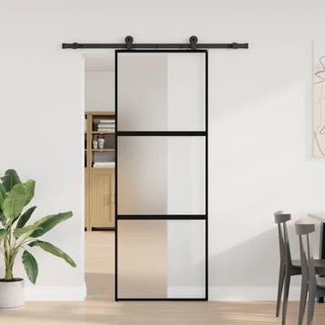 vidaXL Schuifdeur met beslag 76x205 cm gehard glas en, Doe-het-zelf en Bouw, Verzenden, Nieuw