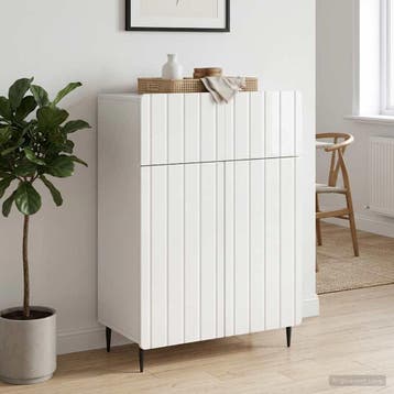 vidaXL Dressoir Hoogglans Wit 66 x 34,5 x 92 cm Bewerkt hout, Huis en Inrichting, Verzenden, Nieuw