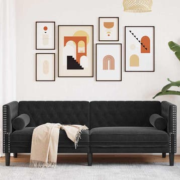 vidaXL bank / zetel Zwart 194 x 74,5 x 70,5 cm Fluweel, Huis en Inrichting, Verzenden, Nieuw