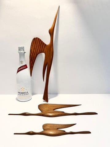 Wanddecoratie - Een set van drie reigers / vogels - 55 cm! -
