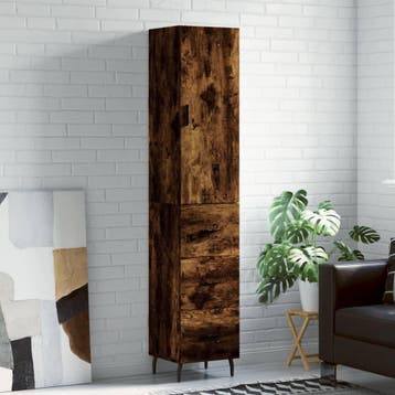 vidaXL Hoge kast 34,5x34x180 cm bewerkt hout gerookt, Verzenden, Nieuw