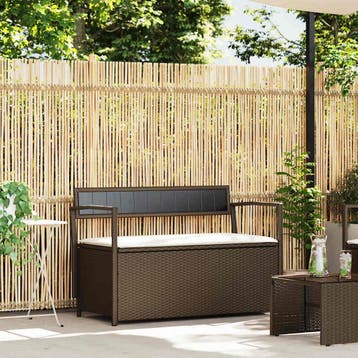 vidaXL Tuinbank met kussen, bruin polyrotan, Verzenden, Nieuw