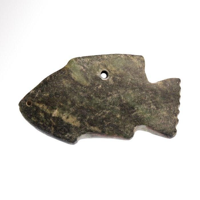 Oud-Egyptisch dioriet Vissenamulet, Antiek en Kunst, Antiek | Overige Antiek