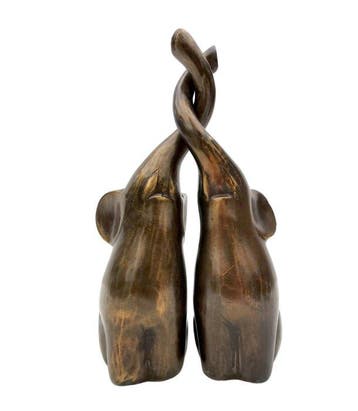 Figuur - Loving elephants (2) - Brons, Antiquités & Art
