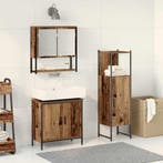 vidaXL Badkamermeubel Set met plank 3 pcs Bruin Bewerkt hout, Verzenden, Nieuw