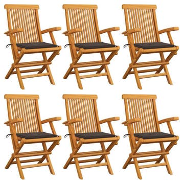 vidaXL Klapstoelen met taupekleurige kussens, 6 stuks,, Verzenden, Nieuw