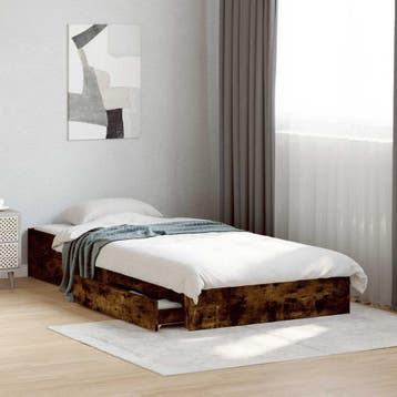 vidaXL Bedombouw met opslag Gerookt eiken 80 x 200 cm, Verzenden